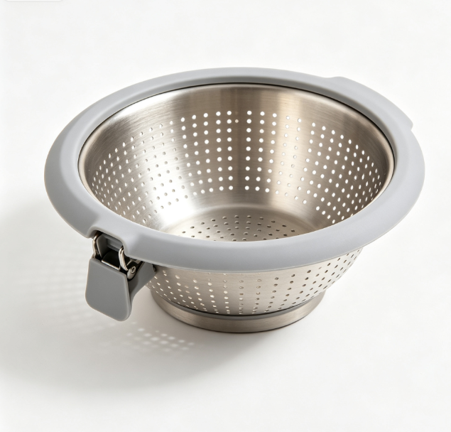 Clip-On Pot Strainer, Universal Hands-Free Pasta Grease Drainer Filter, Heat Resistant Silicone Edge Fit Most Pots & Pans for Noodle Vegetable Draining