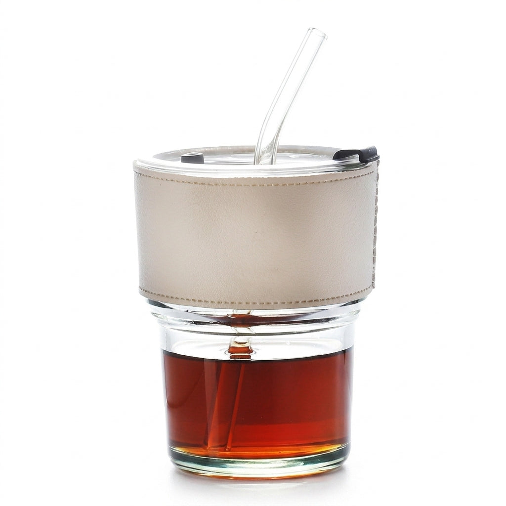 Ins PU Heat Insulated Glass Straw Cup