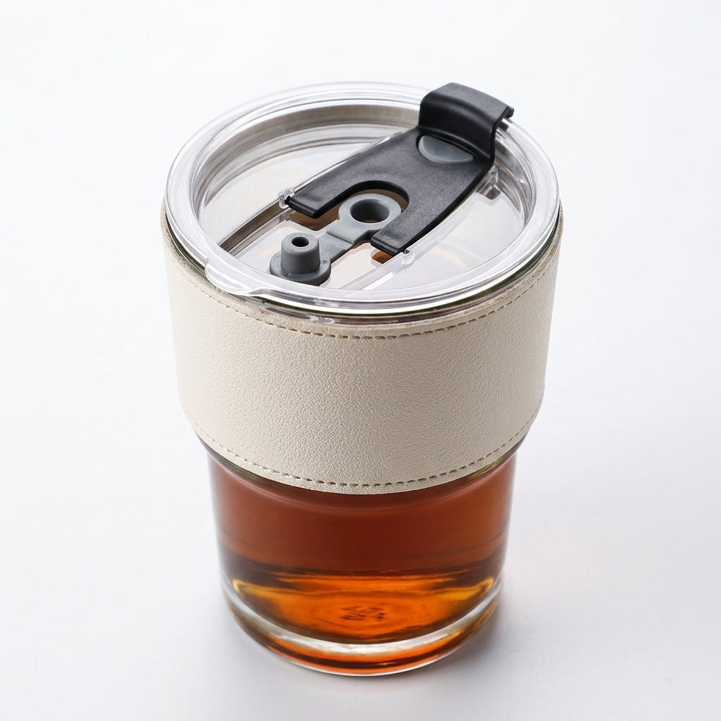 Ins PU Heat Insulated Glass Straw Cup