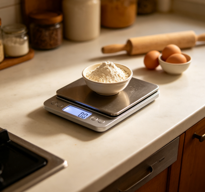 Digital Kitchen Food Scale, Stainless Steel Surface Multifunction Weigh Scale with LCD Backlight, Grams & Ounces Measure for Baking Cooking Meal Prep