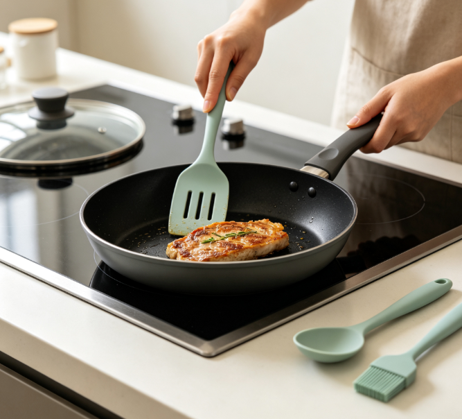 5 Pack Food Grade Silicone Cooking Utensils Set, Heat Resistant Non Stick Spatula Spoon Brush, Dishwasher Safe Kitchen Gadgets for Non-Stick Pans